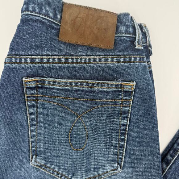 Calvin Klein Vintage 90s Low Rider Omega Pocket Jeans All Over Sandblast Size 11 - Picture 8 of 11